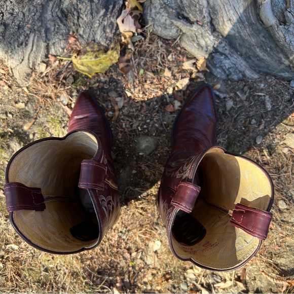 Men’s Vintage Justin Teju Lizard Burgundy Boots 8 ½ D - Picture 10 of 12